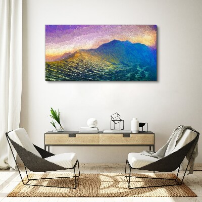 Waves in the setting sun Canvas Wall art