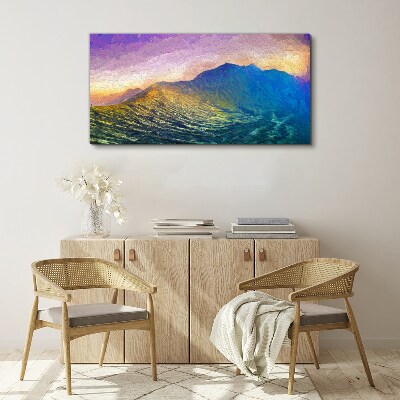 Waves in the setting sun Canvas Wall art
