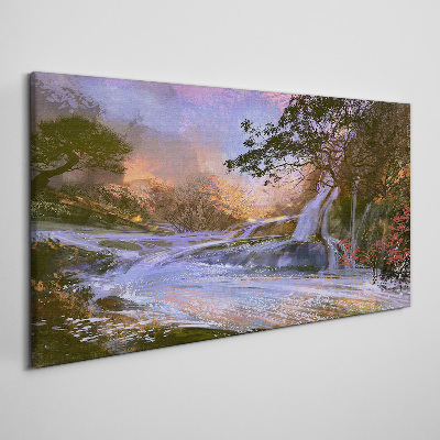 Peaceful landscape with a waterfall Canvas print
