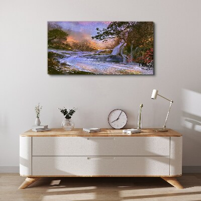 Peaceful landscape with a waterfall Canvas print
