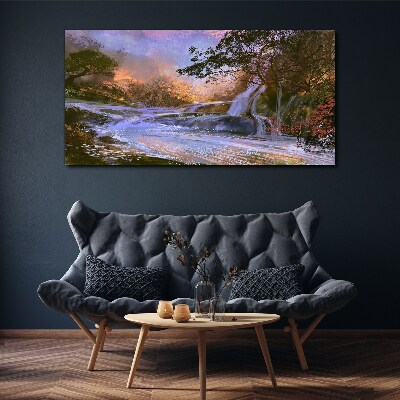 Peaceful landscape with a waterfall Canvas print