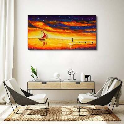 Sunset over the sea Canvas Wall art