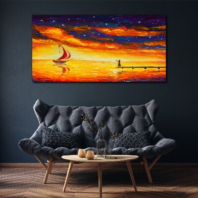Night sky abstraction ship Canvas Wall art