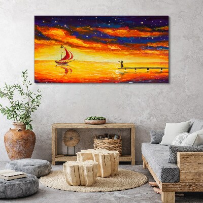 Night sky abstraction ship Canvas Wall art