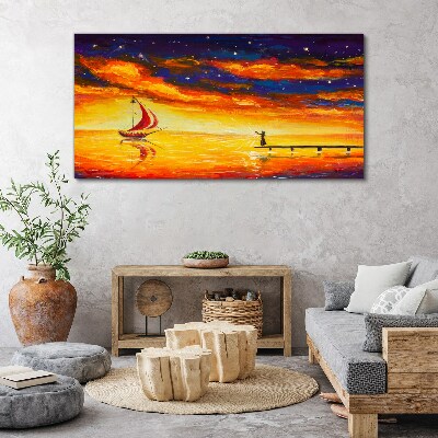 Sunset over the sea Canvas Wall art