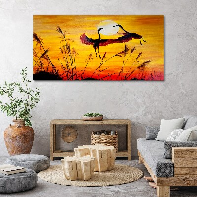 Dancing cranes at sunset Canvas Wall art