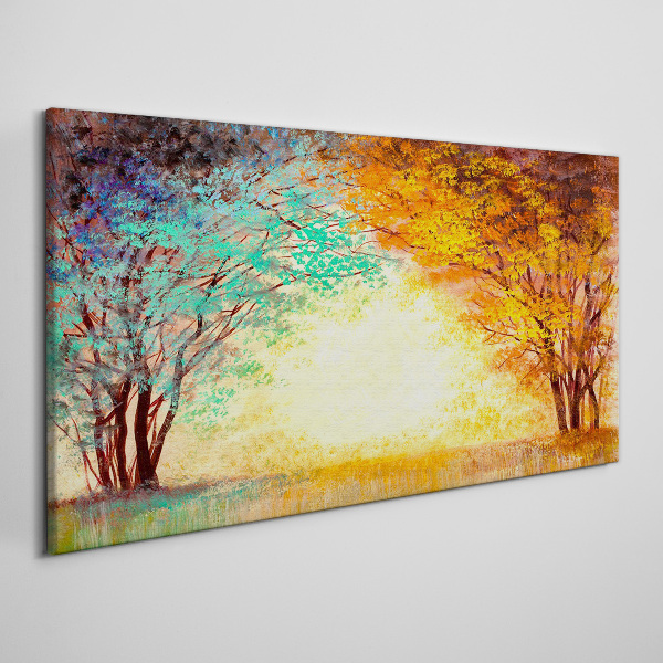 Golden Trees in the Morning Light Canvas Wall art