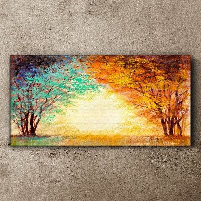 Golden Trees in the Morning Light Canvas Wall art