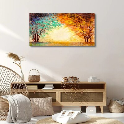 Golden Trees in the Morning Light Canvas Wall art