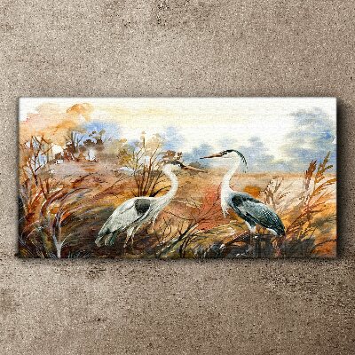 Idyll among the storks Canvas Wall art