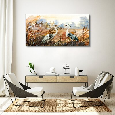 Idyll among the storks Canvas Wall art