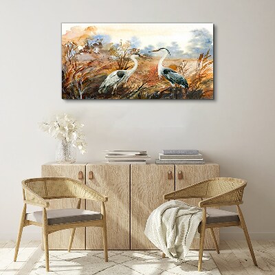 Idyll among the storks Canvas Wall art
