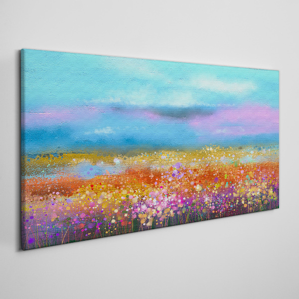 Floral landscape in pastel colors Canvas print