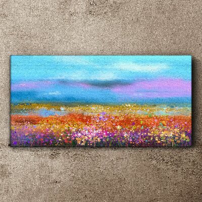 Floral landscape in pastel colors Canvas print
