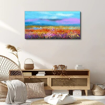Floral landscape in pastel colors Canvas print