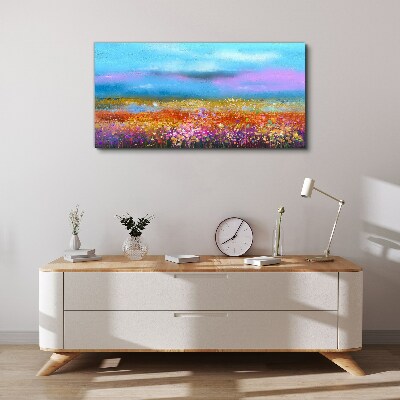 Floral landscape in pastel colors Canvas print