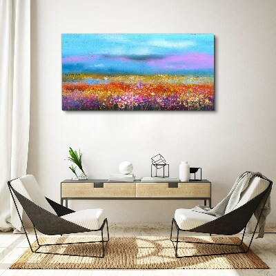 Floral landscape in pastel colors Canvas print