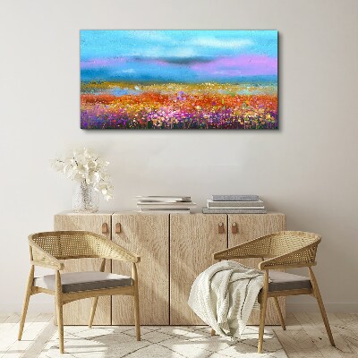 Floral landscape in pastel colors Canvas print
