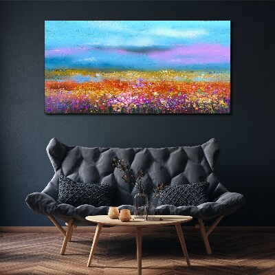 Floral landscape in pastel colors Canvas print