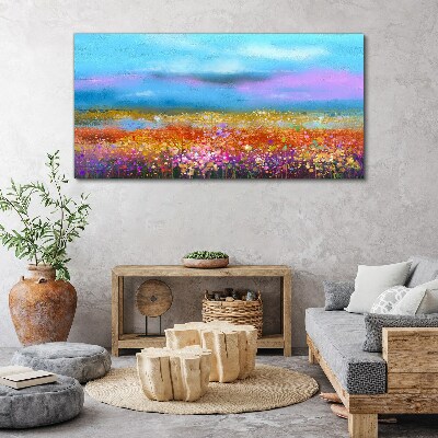 Floral landscape in pastel colors Canvas print