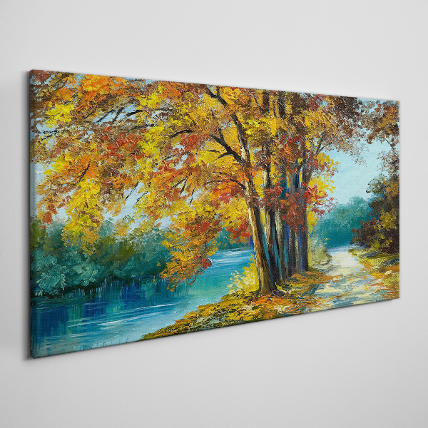 Autumn alley by the river Canvas Wall art