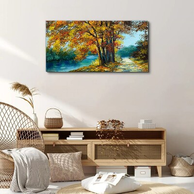 Autumn alley by the river Canvas Wall art