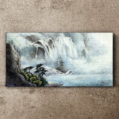 Waterfall in a mystical landscape Canvas Wall art