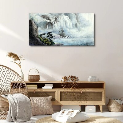 Waterfall in a mystical landscape Canvas Wall art