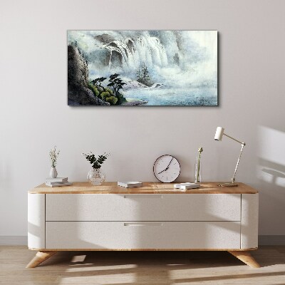 Waterfall in a mystical landscape Canvas Wall art