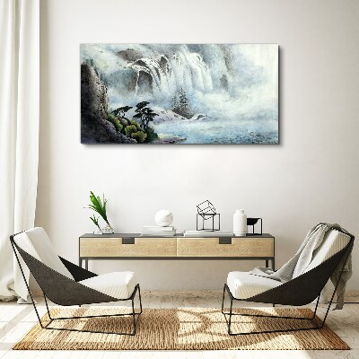 Waterfall in a mystical landscape Canvas Wall art