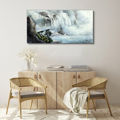 Waterfall in a mystical landscape Canvas Wall art