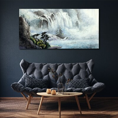 Waterfall in a mystical landscape Canvas Wall art
