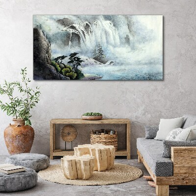Waterfall in a mystical landscape Canvas Wall art
