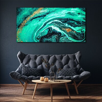 Turquoise waves with gold accents Canvas Wall art