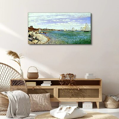 Seaside landscape with sailboats Canvas print