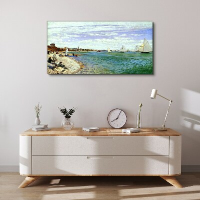 Seaside landscape with sailboats Canvas print