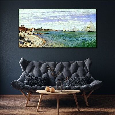 Seaside landscape with sailboats Canvas print