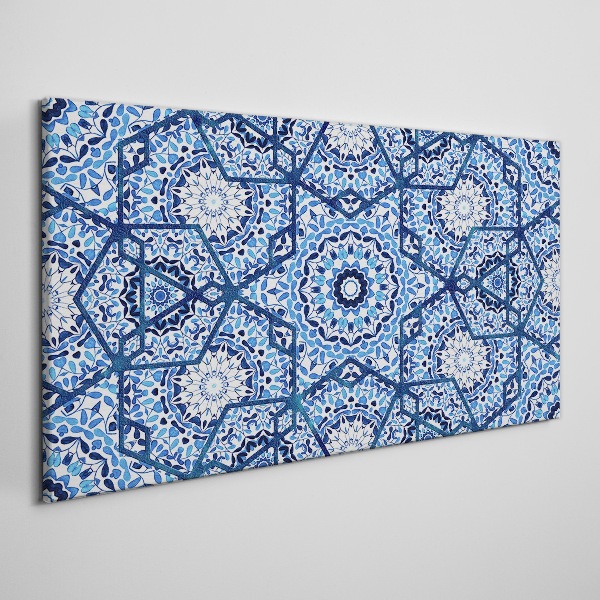 Geometric patterns in shades of blue Canvas Wall art