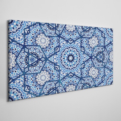 Geometric patterns in shades of blue Canvas Wall art