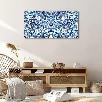 Geometric patterns in shades of blue Canvas Wall art