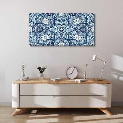 Geometric patterns in shades of blue Canvas Wall art