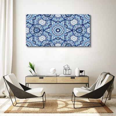Geometric patterns in shades of blue Canvas Wall art