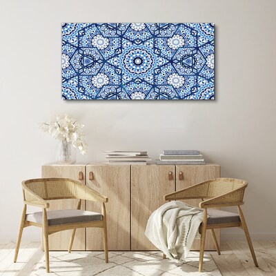 Geometric patterns in shades of blue Canvas Wall art