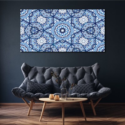 Geometric patterns in shades of blue Canvas Wall art