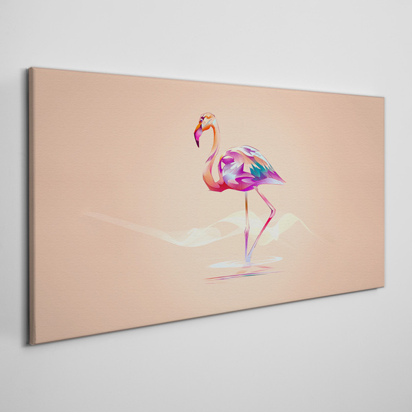 Pink flamingo on pastel background Canvas print