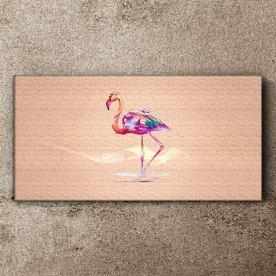 Pink flamingo on pastel background Canvas print