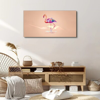 Pink flamingo on pastel background Canvas print