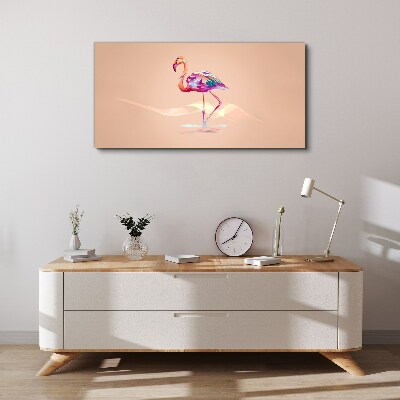 Pink flamingo on pastel background Canvas print