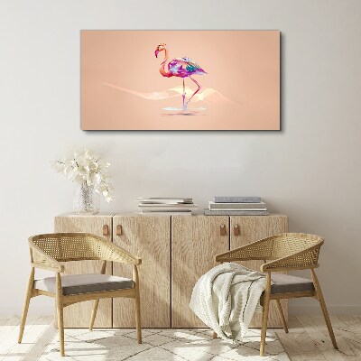 Pink flamingo on pastel background Canvas print