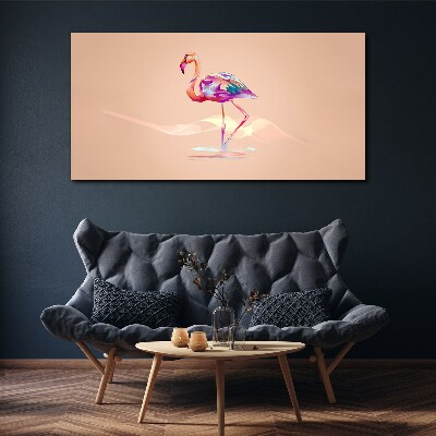 Pink flamingo on pastel background Canvas print